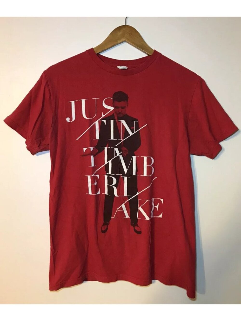 Justin Timberlake Summer 2013 Tour Large Mens Red T Shirt